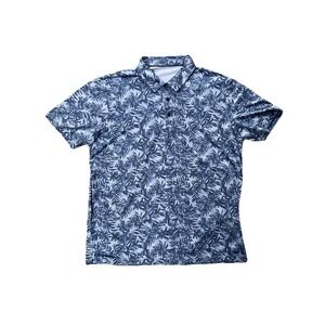 Maelreg Men's Performance Golf Polo Blue‎ Palm Print Size XL